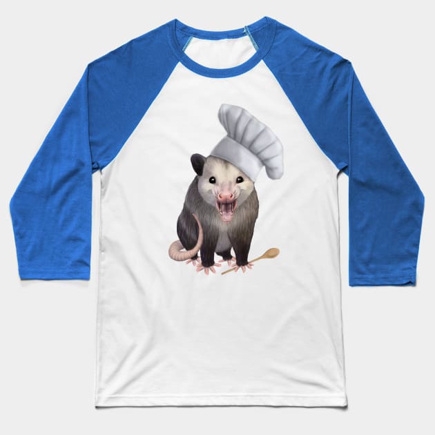 Chef Opossum - cute possum in a chefs hat Baseball T-Shirt by Mehu Art